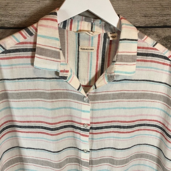 Weatherproof Front Knot Linen Button Up Top Small - Picture 6 of 16